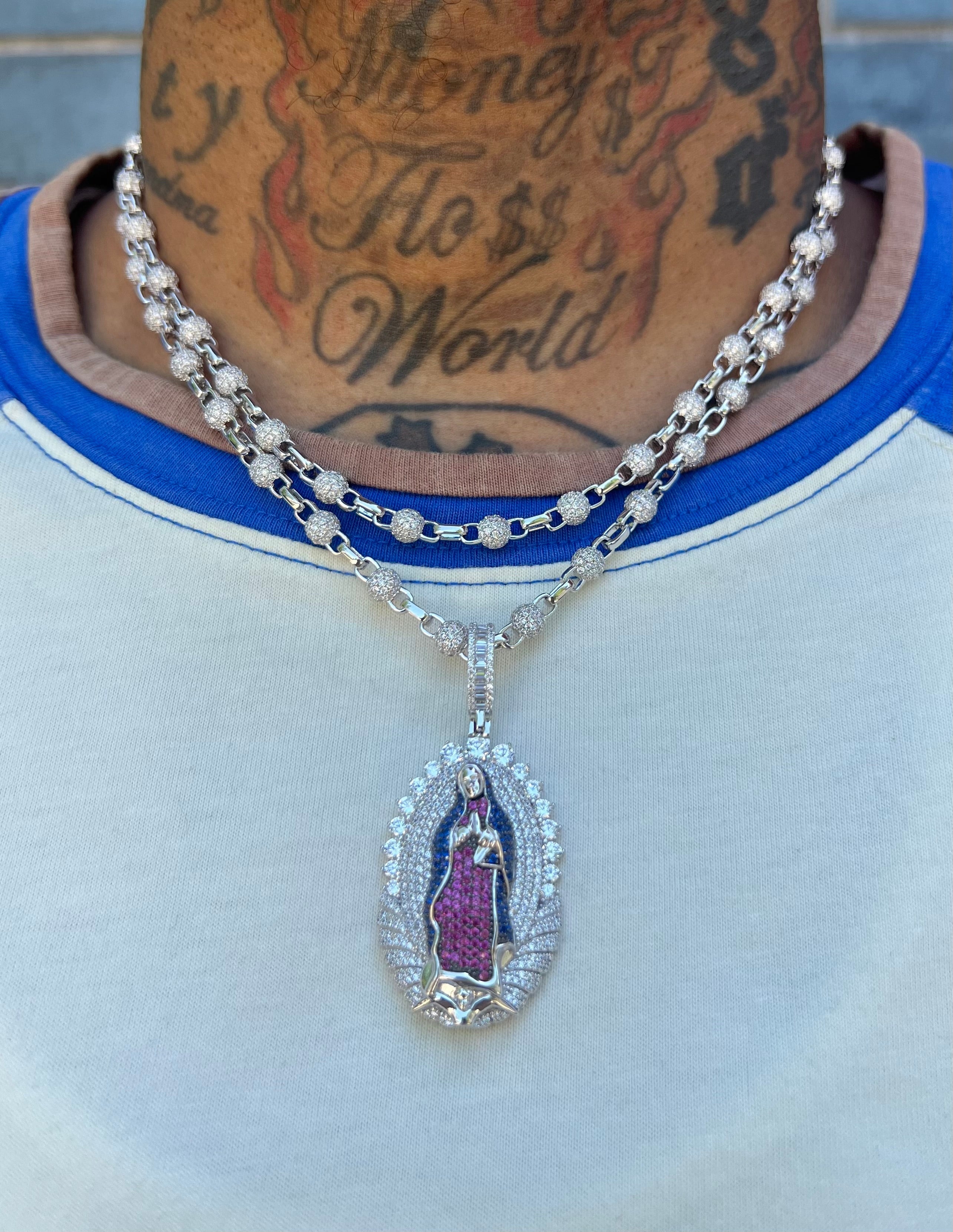 Virgin Mary stone ball chain