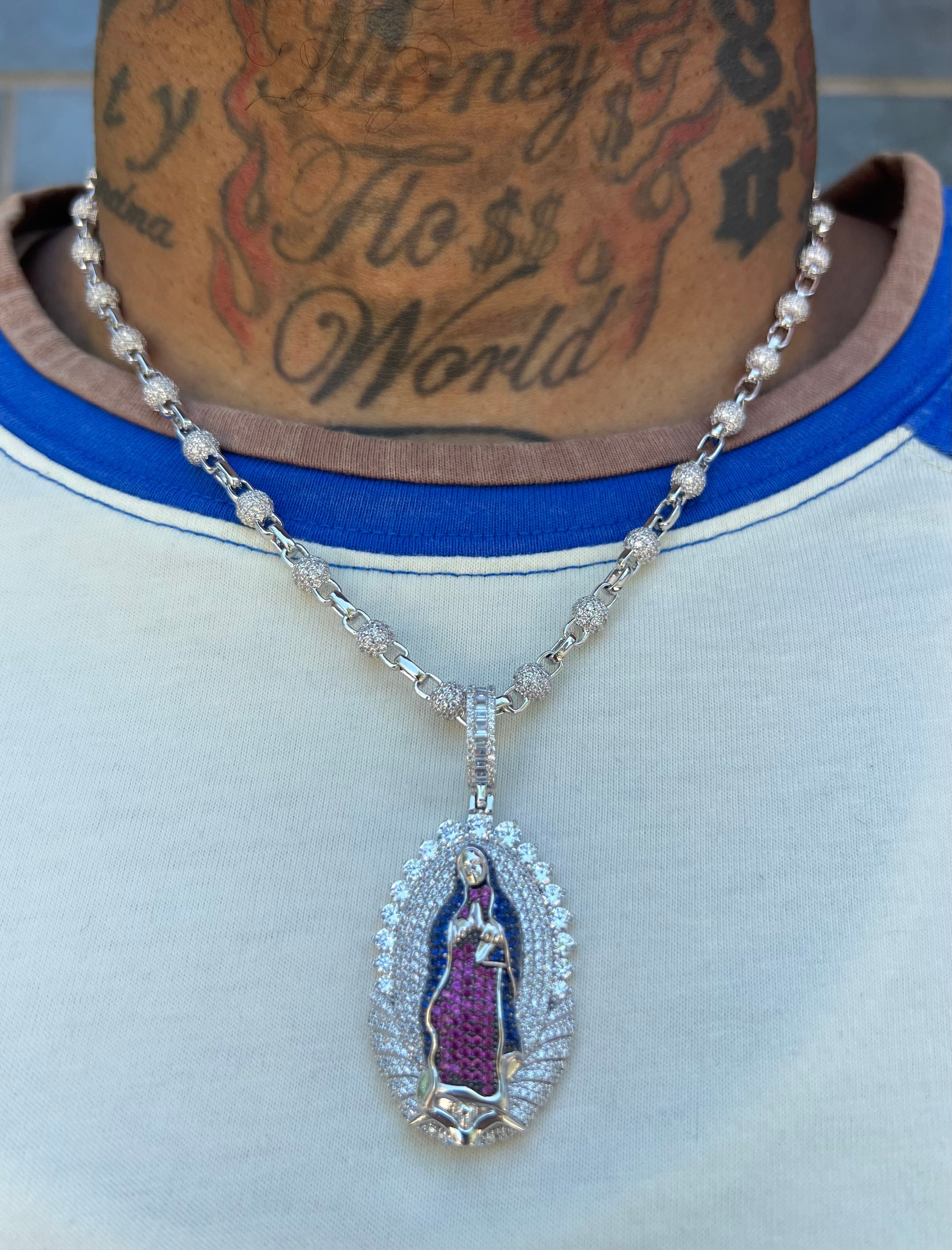 Virgin Mary stone ball chain