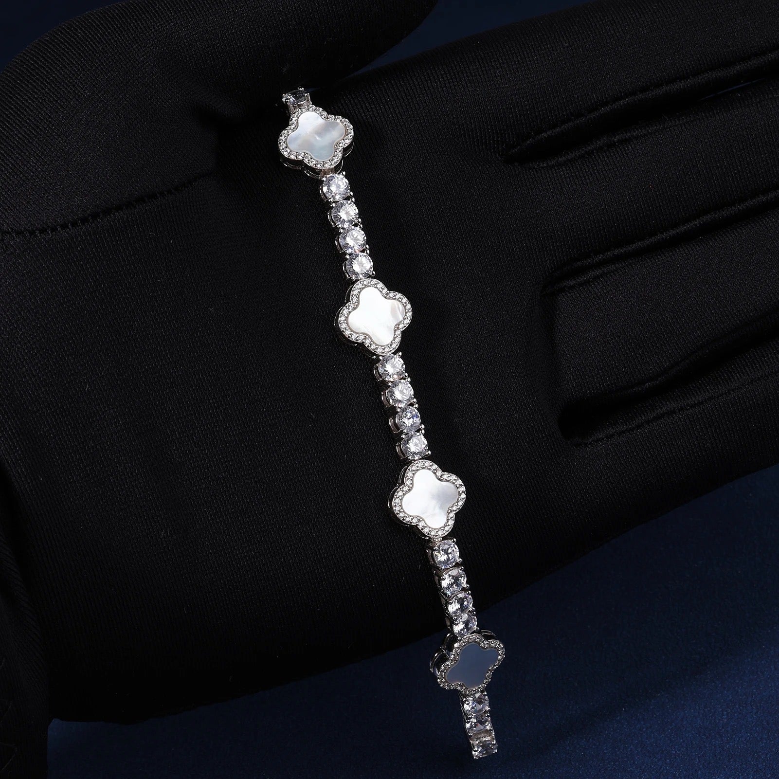 MOISSANITE WHITE MOTIF TENNIS BRACELET - 925 SILVER - VVS1