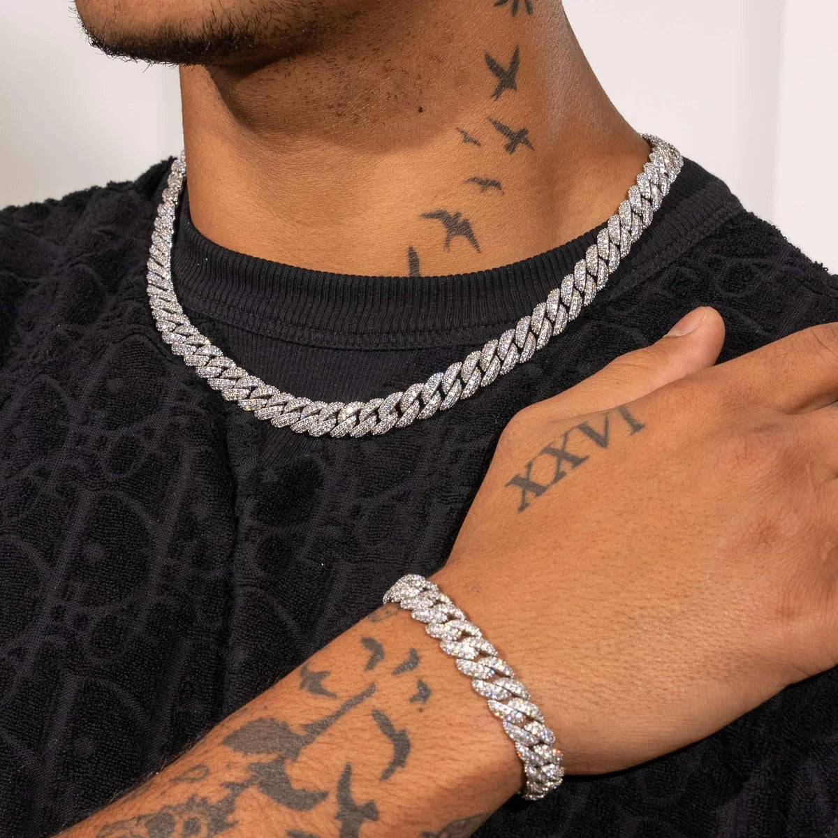 10MM ICED CUBAN LINK BRACELET - WHITE GOLD