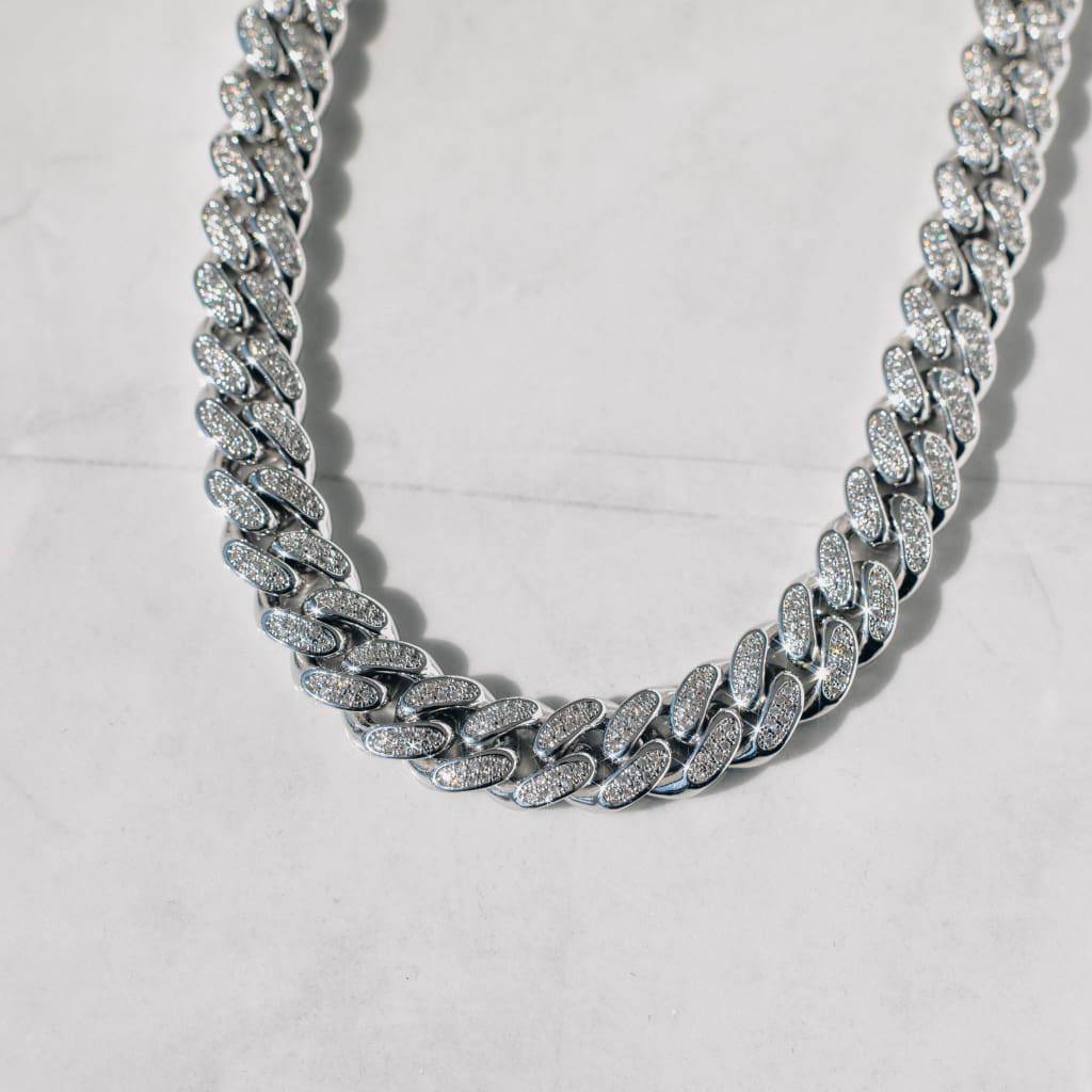 12MM MOISSANITE CUBAN LINK CHAIN - 925 SILVER - VVS1