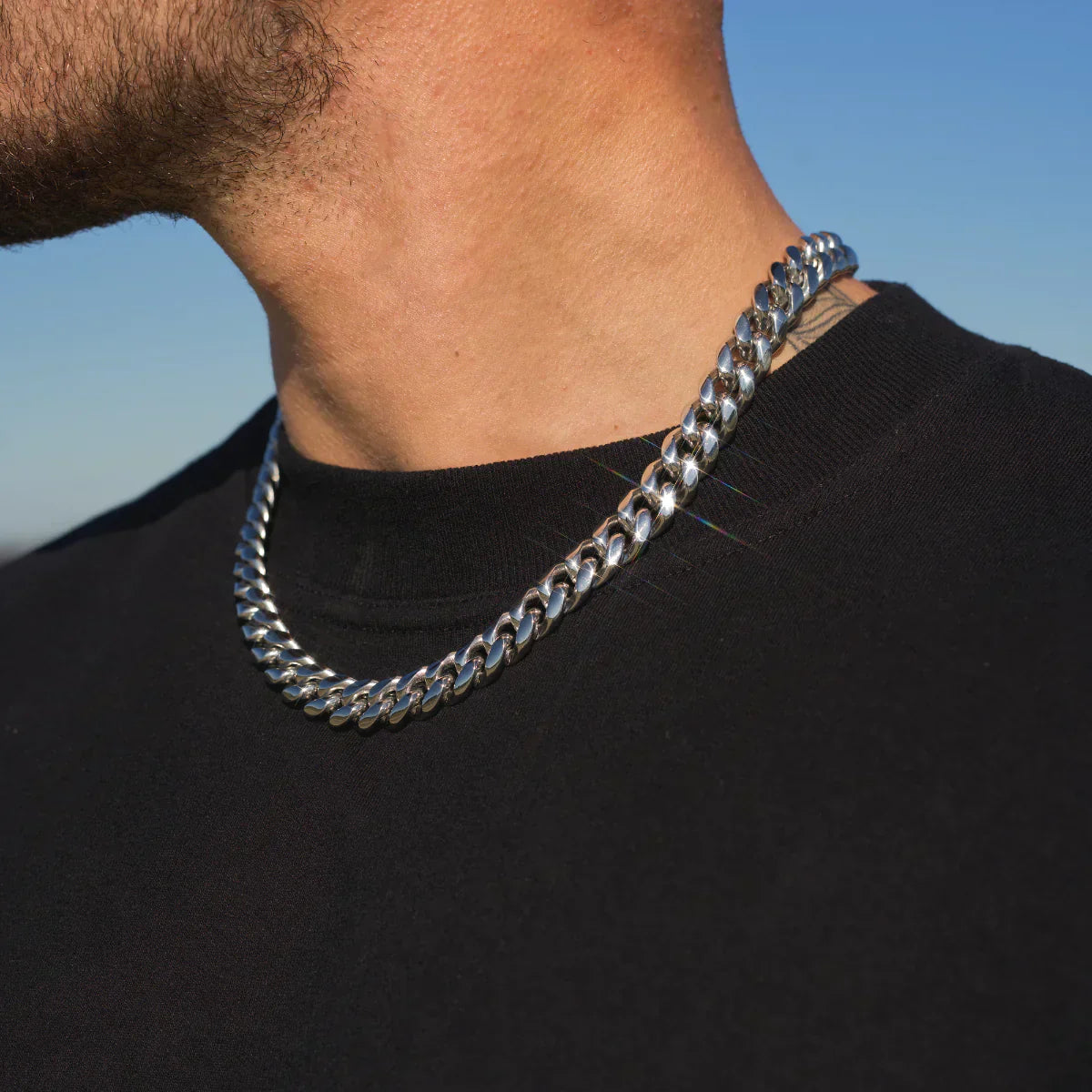 12MM CUBAN LINK CHAIN - WHITE GOLD