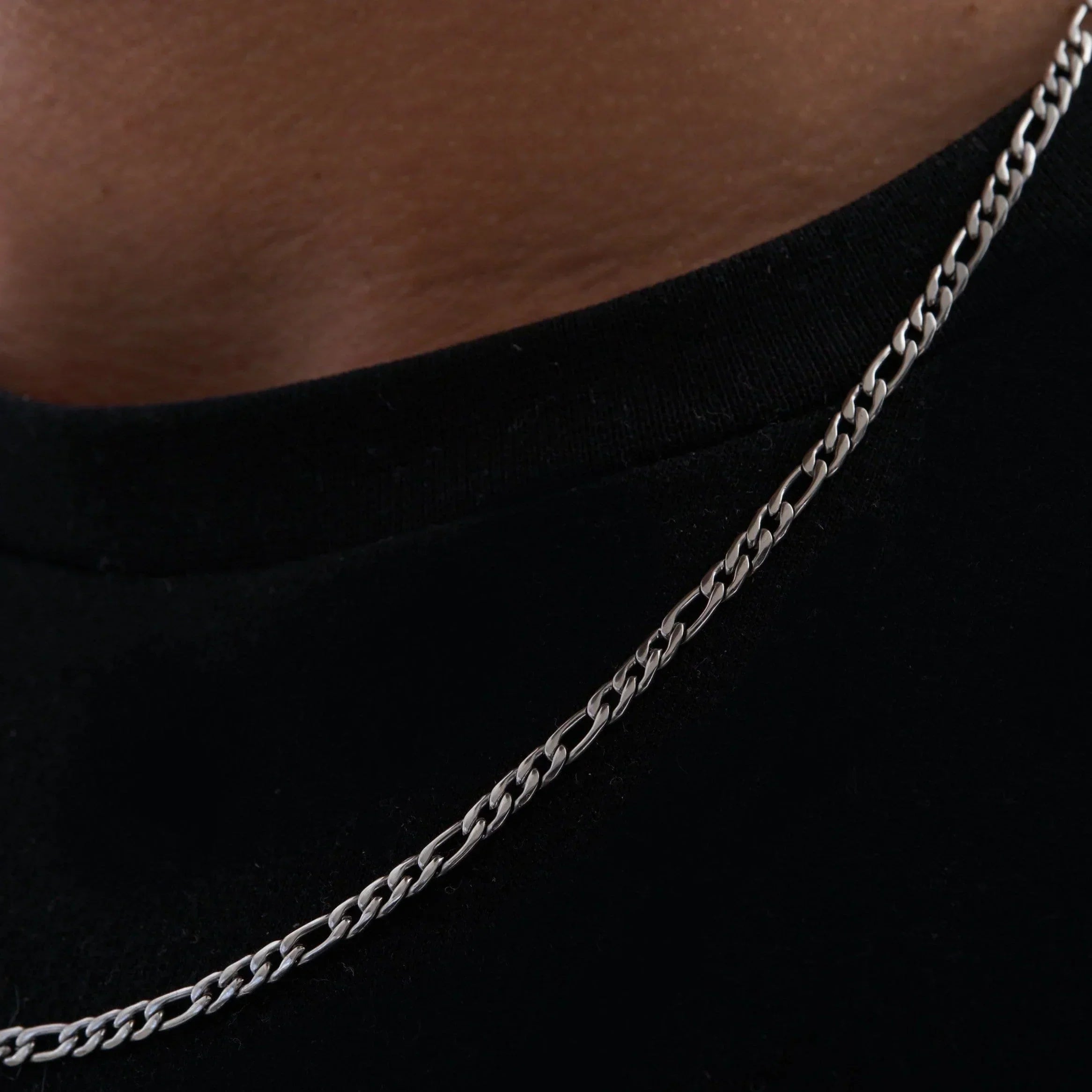 3MM FIGARO CHAIN - WHITE GOLD