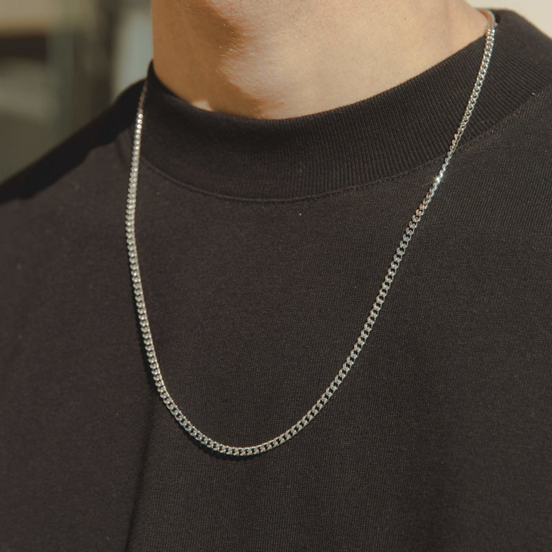 3MM CUBAN CHAIN - WHITE GOLD