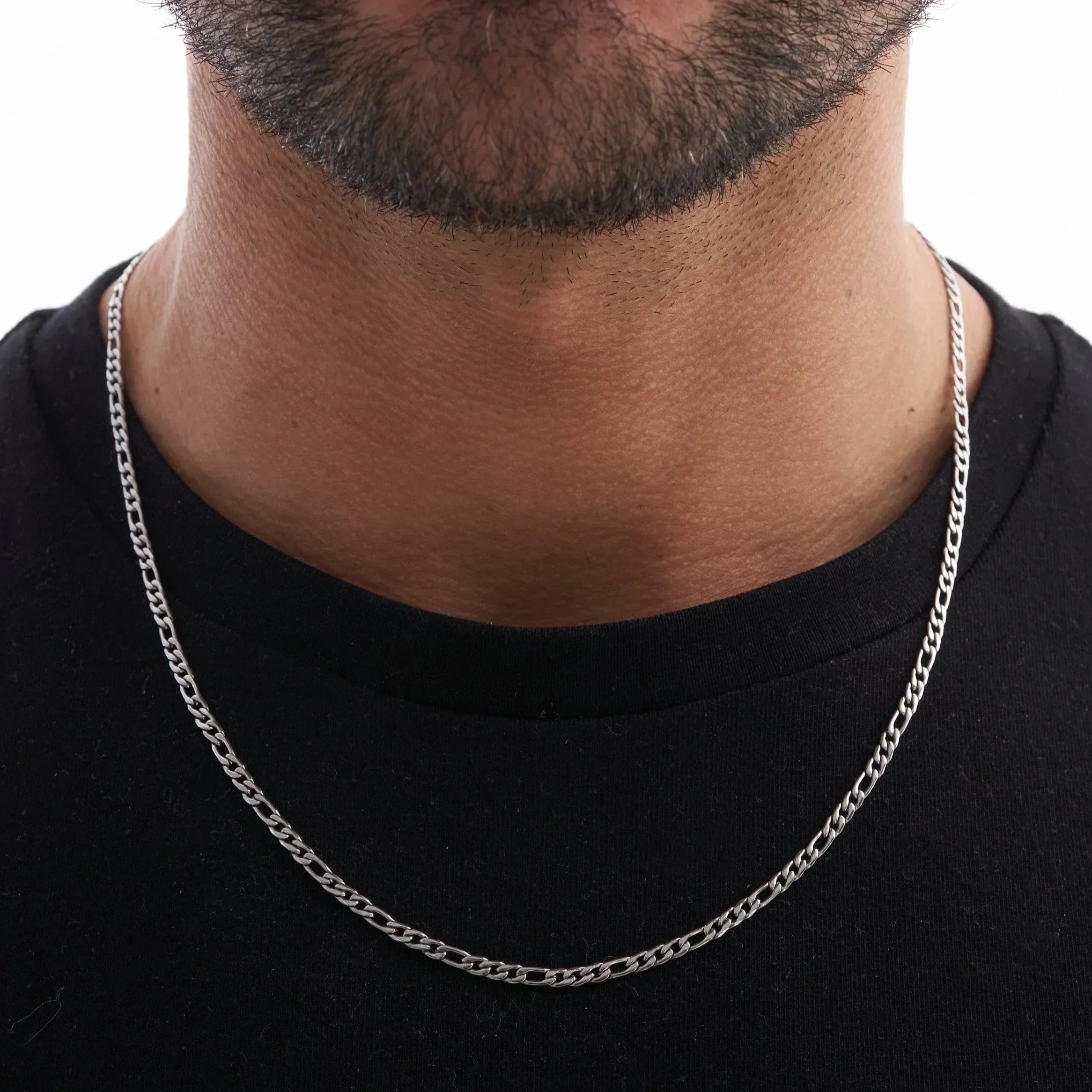 3MM FIGARO CHAIN - WHITE GOLD