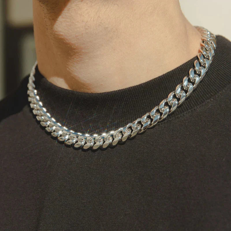 12MM CUBAN LINK CHAIN - WHITE GOLD